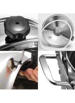 HTH 6 LLiters 6L Multifunction Premium Stainless Steel Non Stick Quick Cooking Arabic Pressure Cooker Large Capacity Commercial Pressure Cooker Pot Explosion Proof Steamer Cooking Pressure Canner Ergonomic Handle Leak Free Lid for Household Hotels Restaurant Silver/Black  - Image 2