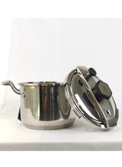 HTH 6 LLiters 6L Multifunction Premium Stainless Steel Non Stick Quick Cooking Arabic Pressure Cooker Large Capacity Commercial Pressure Cooker Pot Explosion Proof Steamer Cooking Pressure Canner Ergonomic Handle Leak Free Lid for Household Hotels Restaurant Silver/Black  - Image 3
