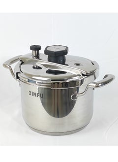 HTH 6 LLiters 6L Multifunction Premium Stainless Steel Non Stick Quick Cooking Arabic Pressure Cooker Large Capacity Commercial Pressure Cooker Pot Explosion Proof Steamer Cooking Pressure Canner Ergonomic Handle Leak Free Lid for Household Hotels Restaurant Silver/Black  - Image 4