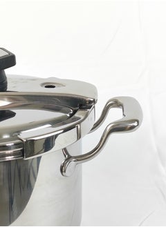 HTH 6 LLiters 6L Multifunction Premium Stainless Steel Non Stick Quick Cooking Arabic Pressure Cooker Large Capacity Commercial Pressure Cooker Pot Explosion Proof Steamer Cooking Pressure Canner Ergonomic Handle Leak Free Lid for Household Hotels Restaurant Silver/Black  - Image 5