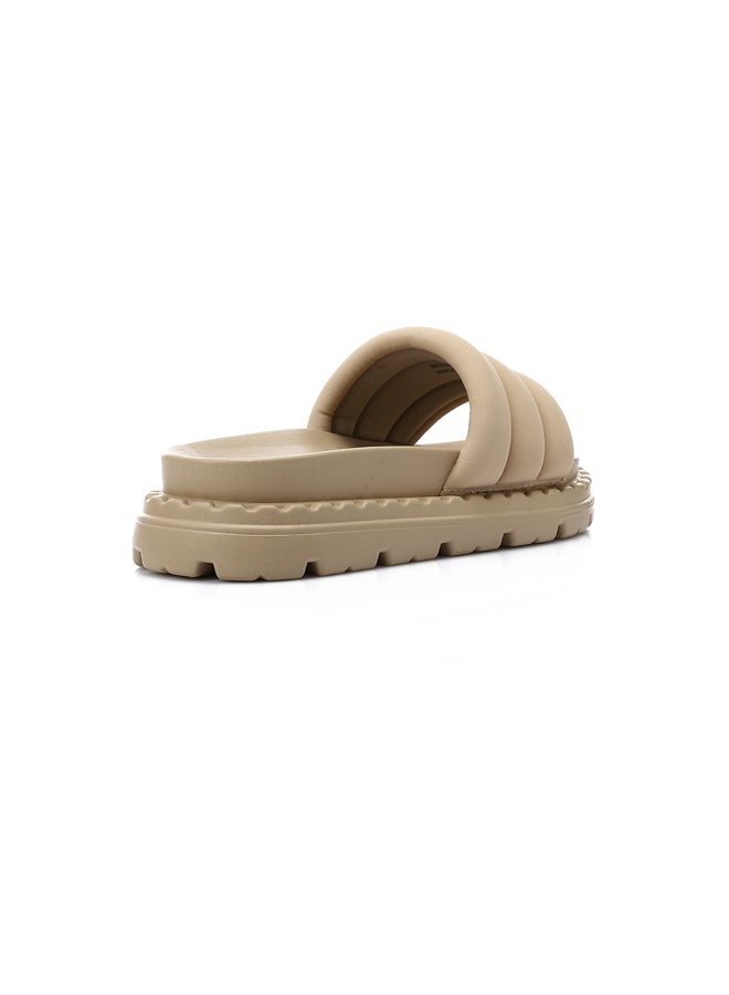 DejaVu Slip On Flat Beige Slippers  - Image 2