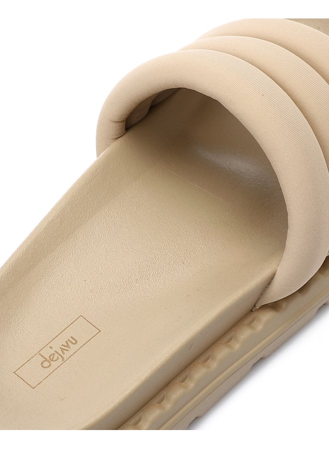 DejaVu Slip On Flat Beige Slippers  - Image 4