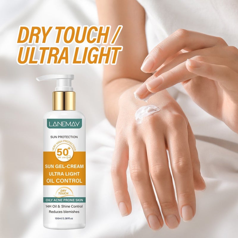 LANEMAY SPF50+ Oil-Control Refreshing Lightweight Sunscreen Lotion 100ml for Oily and Acne-Prone Skin - Image 2