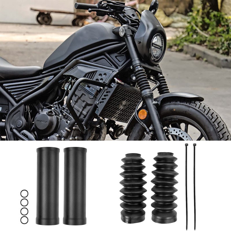 Motorcycle Front Fork Gaiters for Honda Rebel CMX 500 300 CMX500 CMX300 2017 2018 2019 2020 2021 2022 2023 2024 2025 Rubber Aluminum Fork Dust Cover Boots Shock Absorber UpperLower