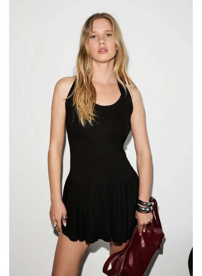 VENERE Women's Soft and Stretch Fabric Halter Neck Mini Black Dress.