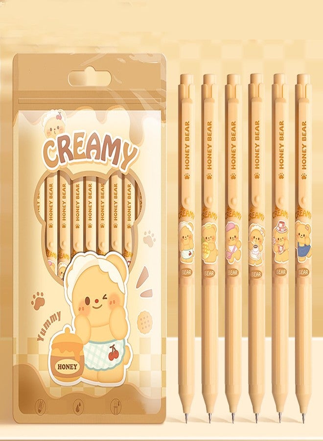 T-shin Press Pens,12-Pack Cute Bear Rolling Ball Pens Black Ink,0.5mm Smooth Stress-Relief Gel Pens for Students,School Supplies (6 Adorable Designs) (Japanese-Bear) - Image 1