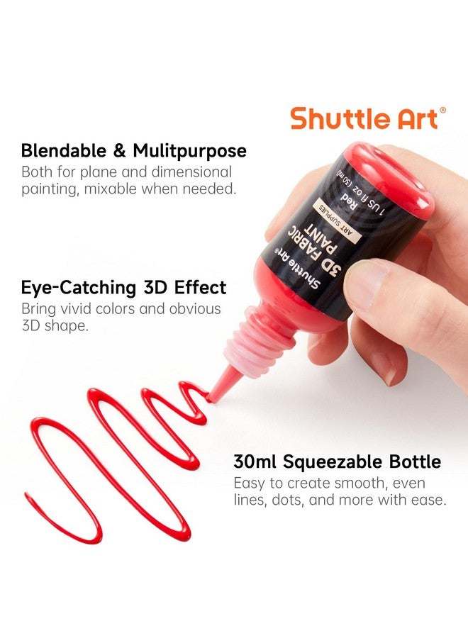 Shuttle Art Fabric Paint Set, 45 Colors 3D Permanent Paint with Brushes Palette Pen Fabric Sheet Stencils, Glow in The Dark, Glitter,Metallic Colors for Textile Fabric T-shirt Jeans Glass - Image 3