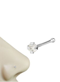 Generic 14K White Gold Genuine Diamond 1.5mm Eye Clear Bone Nose Stud  - Image 2