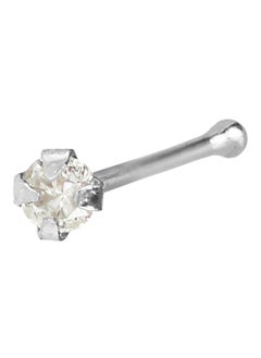 Generic 14K White Gold Genuine Diamond 1.5mm Eye Clear Bone Nose Stud  - Image 1