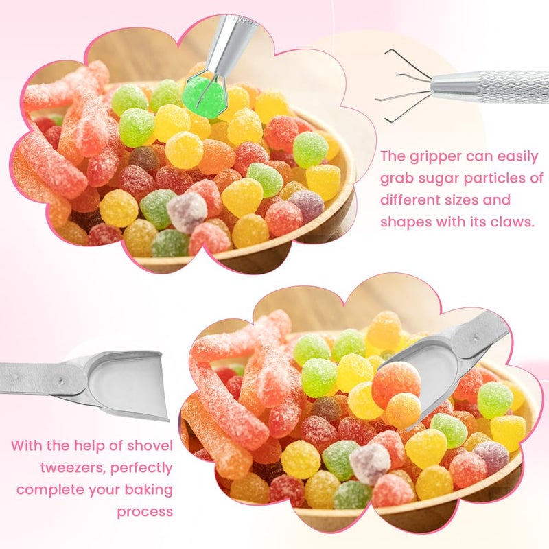 Kryslanix 4 PCS Sprinkles Tools for Cake Decorating,Sprinkle Pen Pearl Grabber with 4 Claws,Cake Tweezers Pearl Sprinkle Spoon with Shovel Head,for Cookie Cupcake Decorating Supplies - Image 4