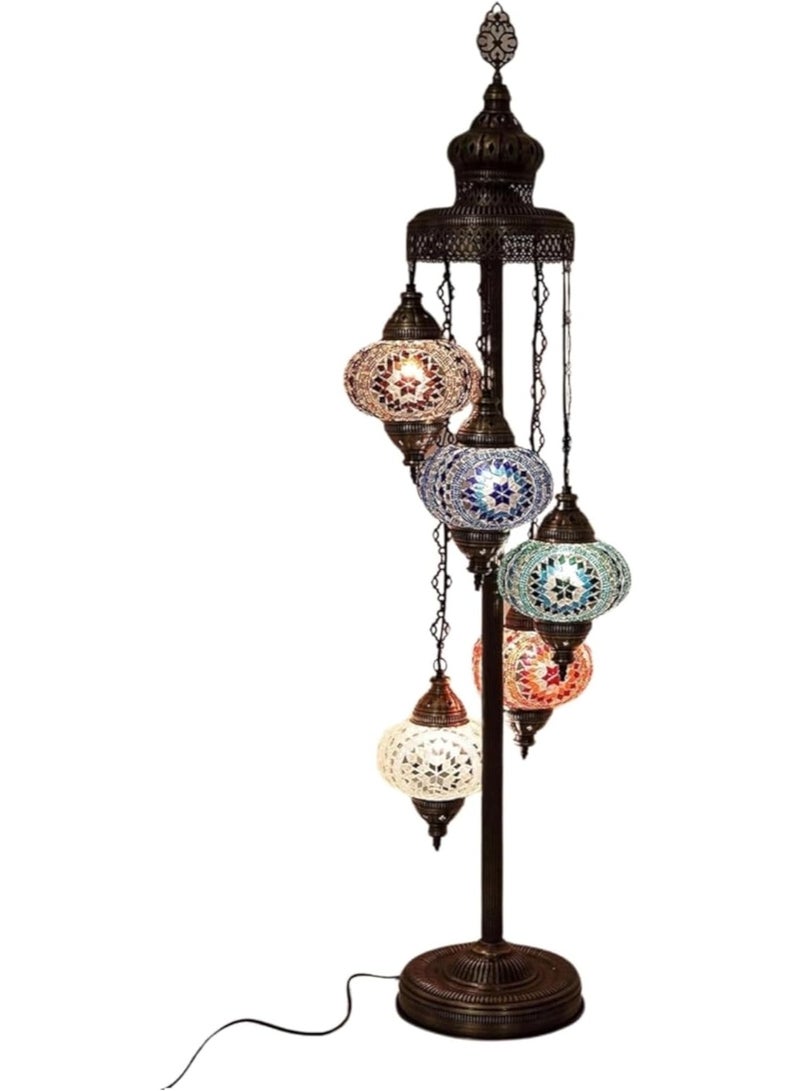 Quick Cart Unique Turkish Authentic Moroccan Lamp With 5 Globe Floor Stand Light | Antique Lantern Perfect for House warming, Birthday & Anniversery Party Gift | Perfect For Office & Hotel  - Image 1