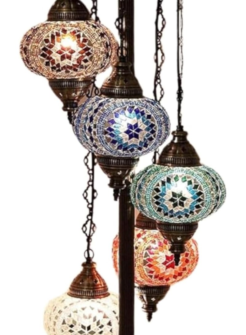 Quick Cart Unique Turkish Authentic Moroccan Lamp With 5 Globe Floor Stand Light | Antique Lantern Perfect for House warming, Birthday & Anniversery Party Gift | Perfect For Office & Hotel  - Image 2