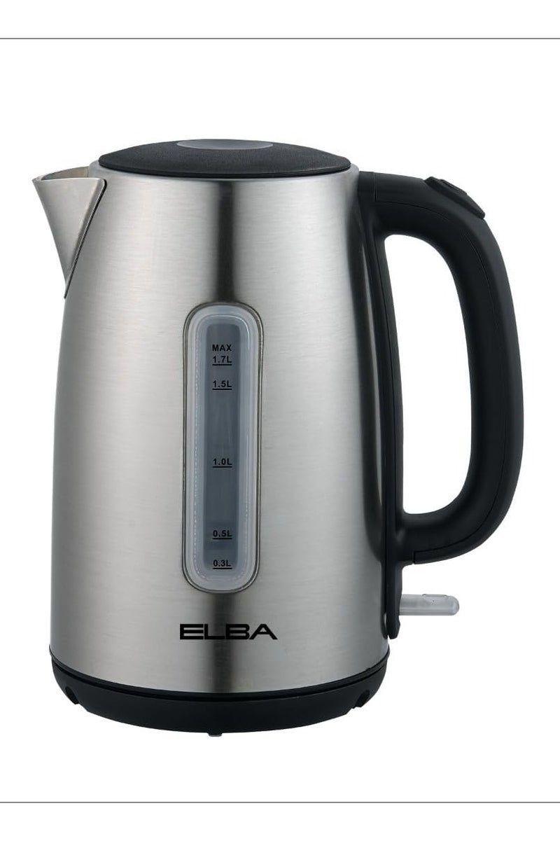 ELBA - 1.7L Stainless Steel Electric Kettle - Cordless Design - Removable Filters - Transparent Water Level Indicator - Auto Shutoff - 1850W - Italian Technology