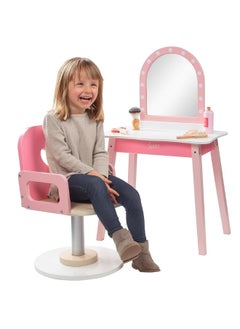 Pretend Hair Salon Wooden Play Set - Full Vanity Mirror Playset w Chair & Rolling Cart- Includes Blow Dryer, Brush, Styling, Cutting Tools & More - Hair Dresser Stylist Fun, Beauty Care for Girls Kids - pzsku/Z3E3BF476C89E17A54B74Z/45/_/1729416058/f84a02fc-781d-42d4-bbaf-b8439d099831