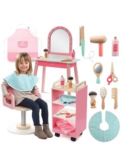 Pretend Hair Salon Wooden Play Set - Full Vanity Mirror Playset w Chair & Rolling Cart- Includes Blow Dryer, Brush, Styling, Cutting Tools & More - Hair Dresser Stylist Fun, Beauty Care for Girls Kids - pzsku/Z3E3BF476C89E17A54B74Z/45/_/1729416061/741c4d71-7007-45ed-bbb4-4cc2780d9999