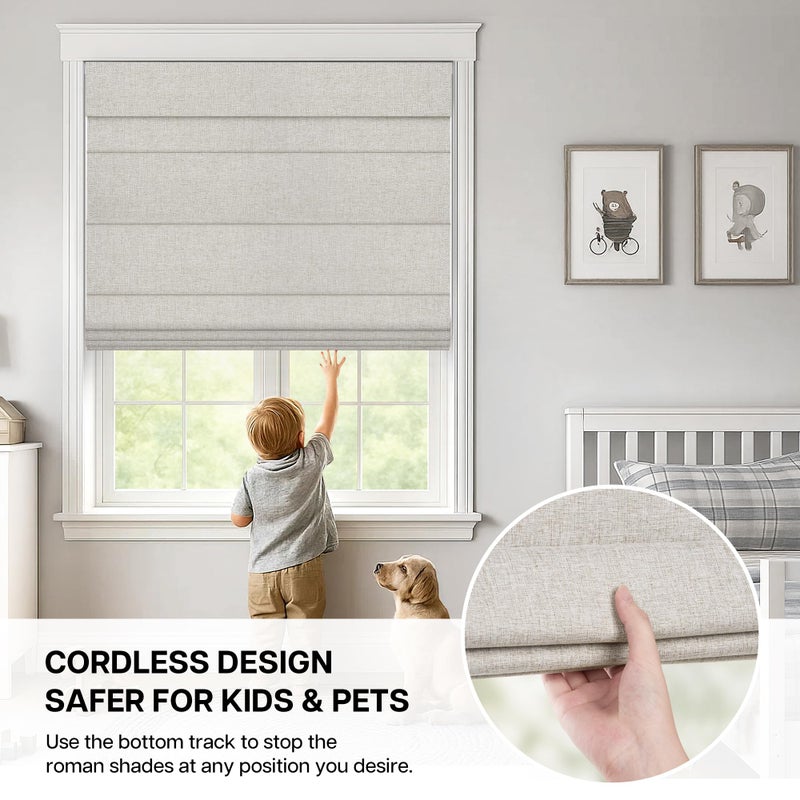 LazBlinds No Drill Roman Shades for Windows, Cordless Blackout Window Shades with UV Protection, Polyester Fabric for Bedroom & Living Room, 20" W x 64" H, Beige - Image 5