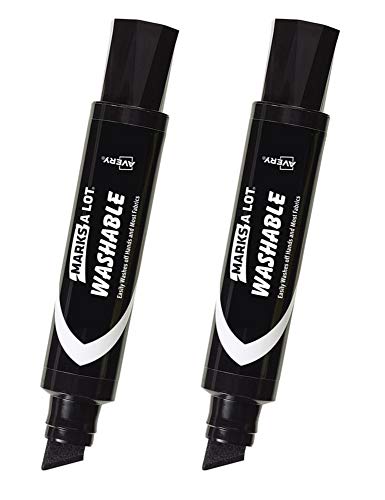 Avery Consumer Products : Jumbo Tip Markers,Washable,Desk Style,Chisel Tip,Black -:- Sold as 2 Packs of - 1 - / - Total of 2 Each - Image 1