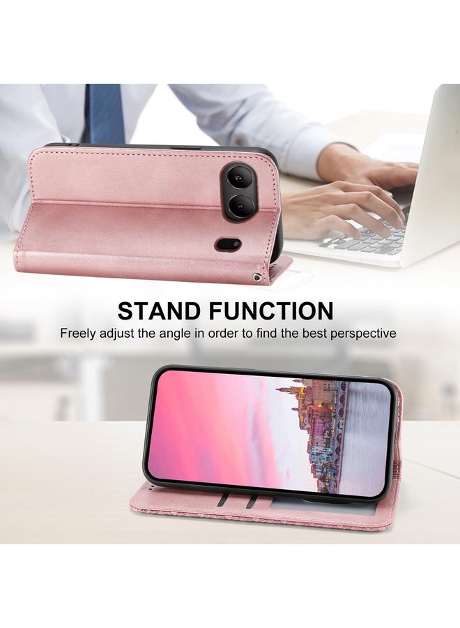 erorex Case For OnePlus Nord 4 5G Cubic Grid Calf Texture Magnetic Leather Phone Case - Image 5