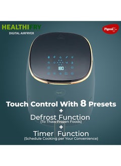 pigeon Healthifry Digital Air Fryer, 360° High Speed Air Circulation Technology 1200 W with Non-Stick 4.2 L Basket - Green  - Image 2