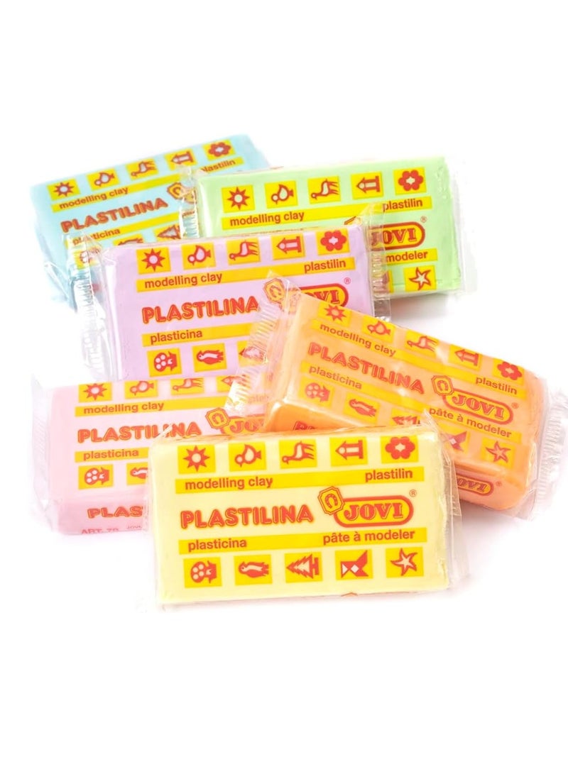 JOVI 6-Piece Plastilina Modelling Clay Pastel Colours - Image 2