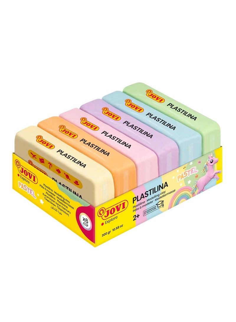 JOVI 6-Piece Plastilina Modelling Clay Pastel Colours - Image 1
