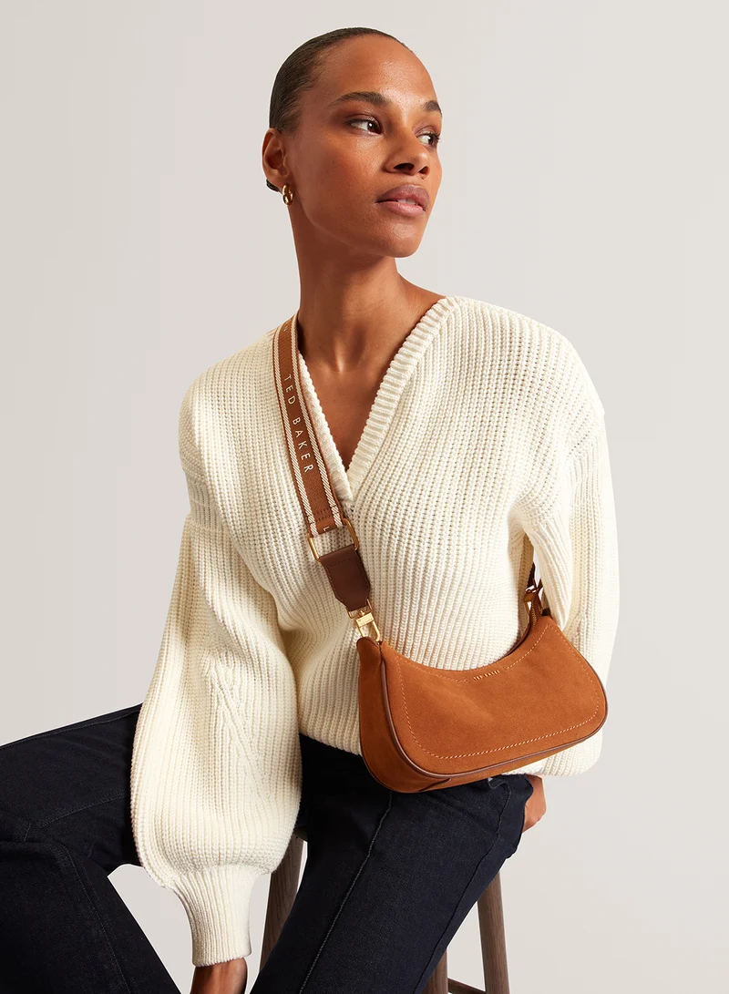 تيد بيكر Shayine Webbing Small Suede Shoulder Bag