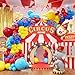 Tesochye Carnival Circus Balloon Arch Garland Kit 140 pcs Red Blue Yellow Popcorn Clown Balloons with 32ft Red and White Striped Pennant Banner for Circus Theme Birthday Party Decorations Carnival Decor - Image 4