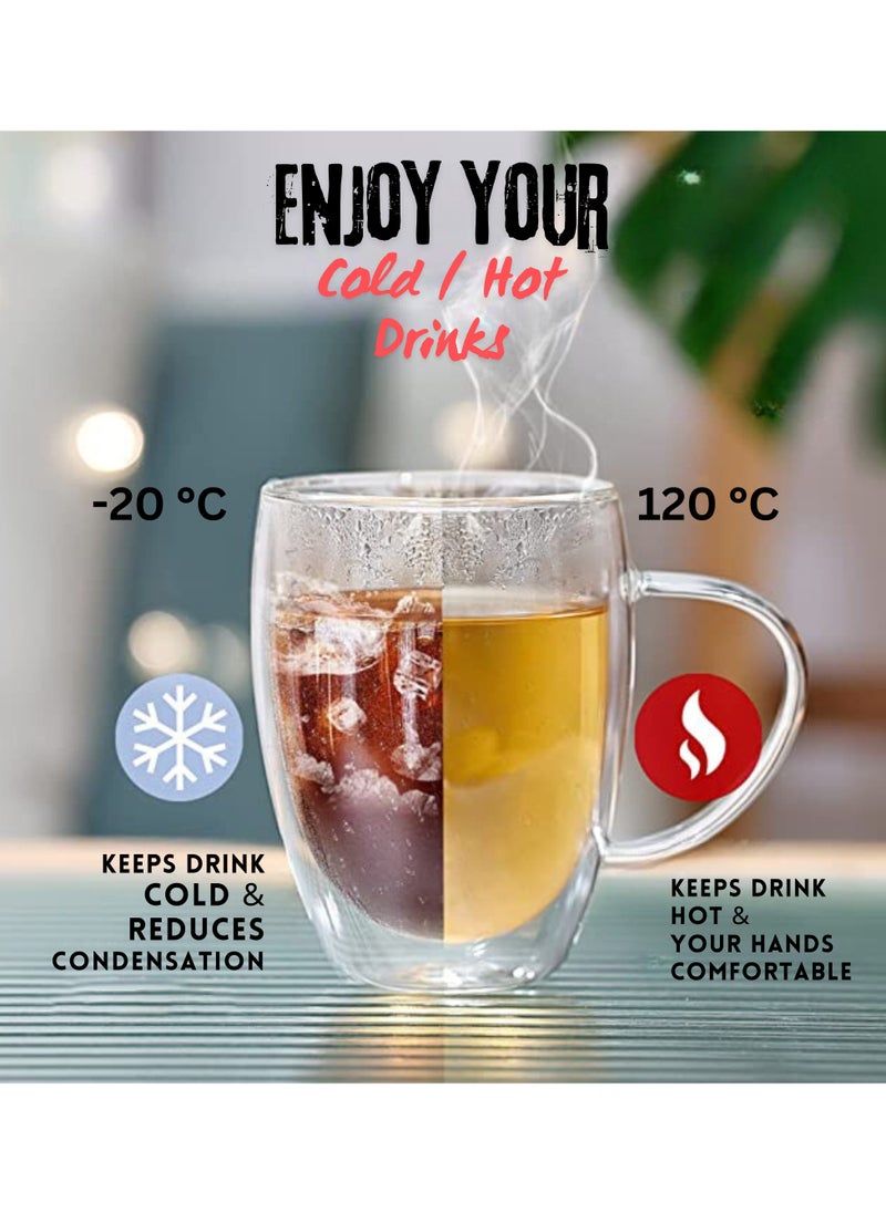 The BZ Company - Pack of 4 - Coffee Mug & Spoons - Double Walled Coffee Cup - Iced Coffee Cup - Insulated Coffee Cups with Handle - Clear Tea Cups with Golden Stainless-Steel Spoon (350 ml) (4) - pzsku/Z3E3C25969ACFFD067262Z/45/_/1730181240/9620485d-c3fd-414c-9a8a-8321569a1c85