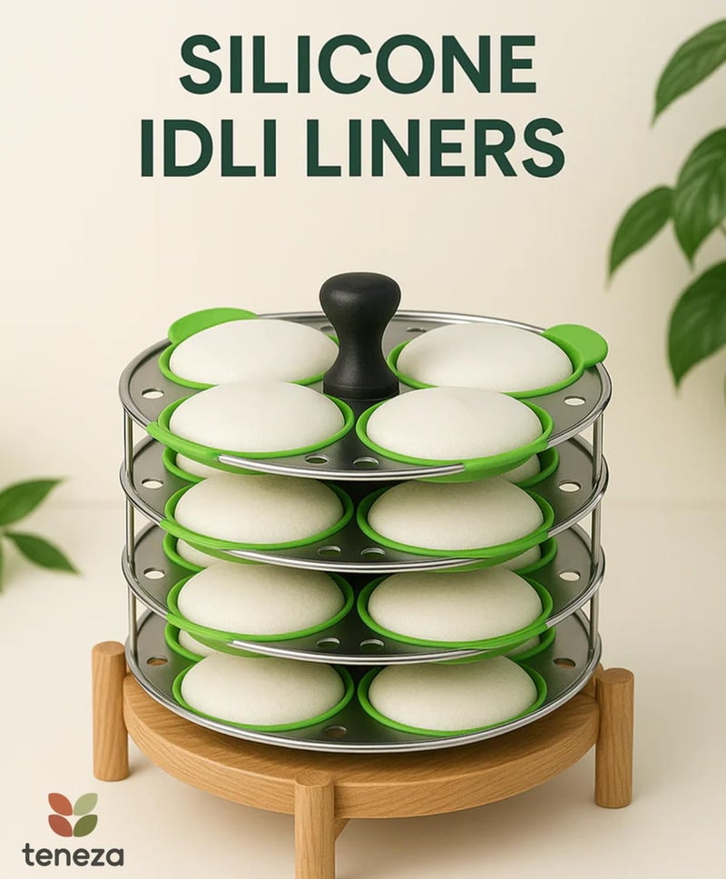 Teneza 4 Pcs Non-stick Silicone Idli Maker, Bpa-free | Temperature Resistant | Silicone Mould | Small Idli Plates | Microwave Safe | Microwave Idli Maker - Image 2