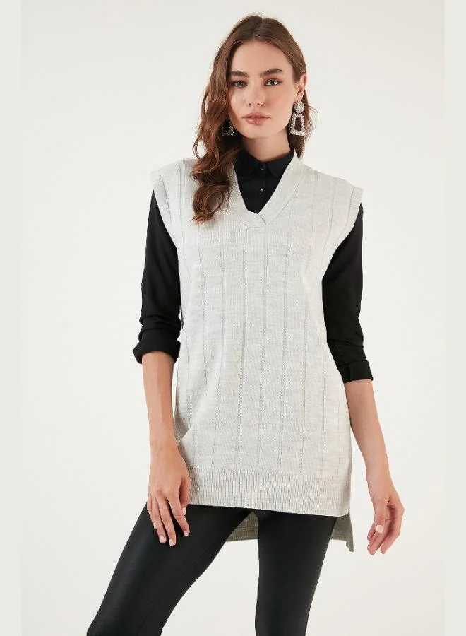 Lela Lela V-Neck Long Knitted Sweater Women's SWEATER 4616088