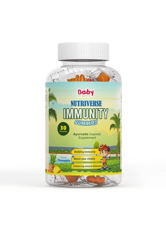 BabyOrgano BabyOrgano® Nutriverse Immunity Gummies for Kids (2-15 Years) | 4+ Ayurveda-Inspired Herbs | Boosts Stamina, Energy & Vitality | Gelatin-Free, Gluten-Free, Soy-Free | Pineapple Flavor | 30 Gummies - New Launch  - Image 1