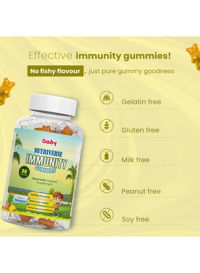 BabyOrgano BabyOrgano® Nutriverse Immunity Gummies for Kids (2-15 Years) | 4+ Ayurveda-Inspired Herbs | Boosts Stamina, Energy & Vitality | Gelatin-Free, Gluten-Free, Soy-Free | Pineapple Flavor | 30 Gummies - New Launch  - Image 4