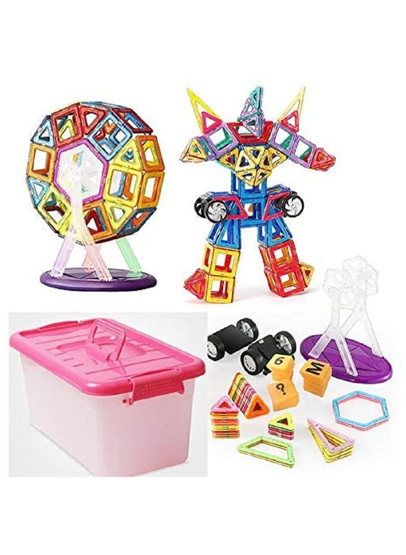 دوبكارت 95 قطعة من مكعبات البناء المغناطيسية DIY لعبة تعليمية للأطفال مع حقيبة تخزين عجلة - Image 1