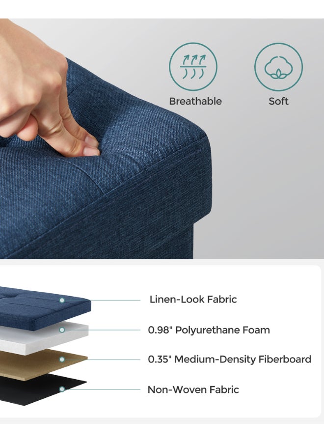 SONGMICS Stool with Storage Space,Folding Bench, 38 x 110 x 38 cm Footstool, Storage Box, Maximum Load 300 kg, for Living Room, Bedroom, Hallway, Midnight Blue - Image 5