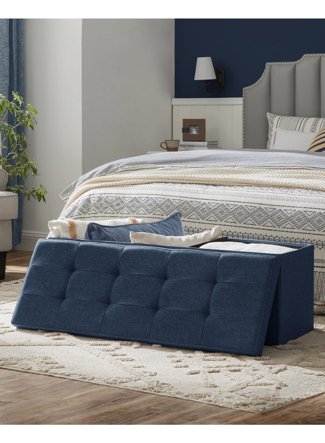 SONGMICS Stool with Storage Space,Folding Bench, 38 x 110 x 38 cm Footstool, Storage Box, Maximum Load 300 kg, for Living Room, Bedroom, Hallway, Midnight Blue - Image 3