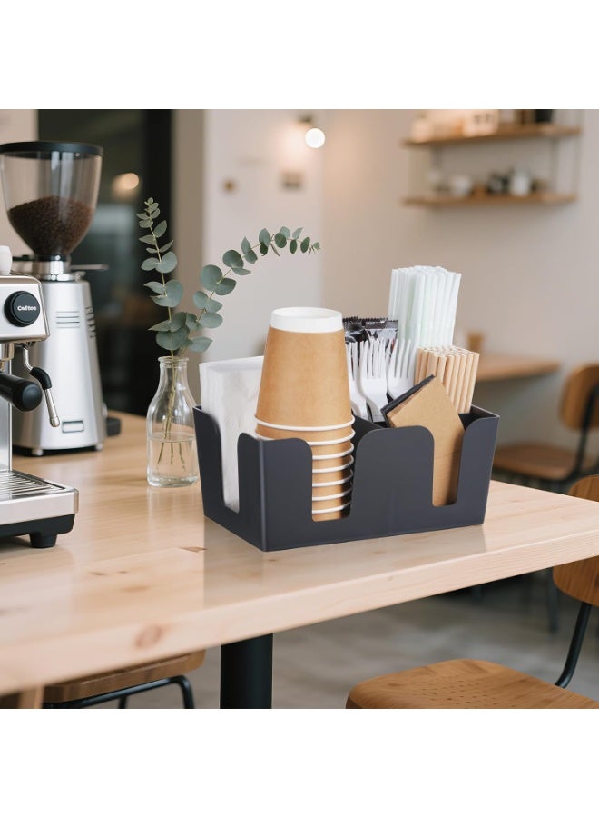 XiuWoo Multi Function Grid Division Straw Rack Storage Box Coffee Condiment Organizer Tea Bag Tissue Organizer Holder - Image 3