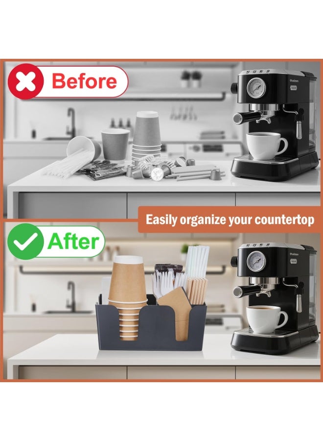 XiuWoo Multi Function Grid Division Straw Rack Storage Box Coffee Condiment Organizer Tea Bag Tissue Organizer Holder - Image 5