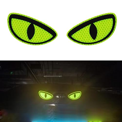 Thcbme 1 Pack Car Stickers Eye Yellow Night Safety Driving Reflective Cute Caution Decal, Motorcycle Helmet Stickers Decals, for Bumpers, Window, Laptop, Wall (Yellow) Reflective 4" by 2" - Image 1