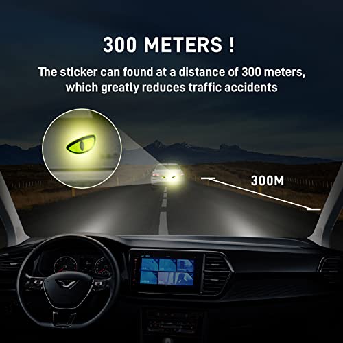 Thcbme 1 Pack Car Stickers Eye Yellow Night Safety Driving Reflective Cute Caution Decal, Motorcycle Helmet Stickers Decals, for Bumpers, Window, Laptop, Wall (Yellow) Reflective 4" by 2" - Image 4