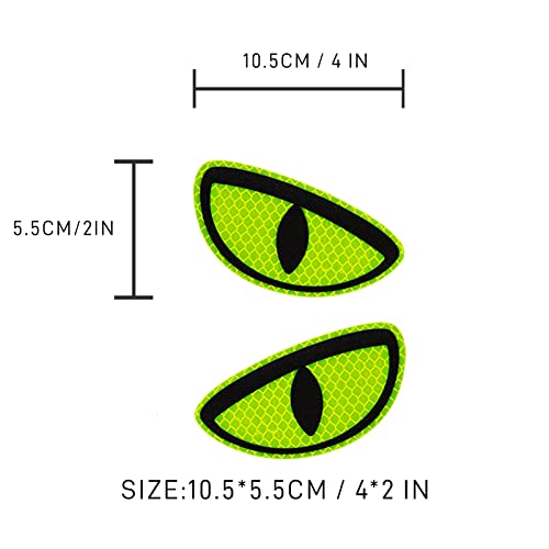 Thcbme 1 Pack Car Stickers Eye Yellow Night Safety Driving Reflective Cute Caution Decal, Motorcycle Helmet Stickers Decals, for Bumpers, Window, Laptop, Wall (Yellow) Reflective 4" by 2" - Image 2