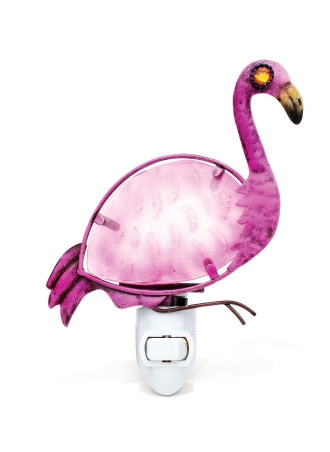 Puzzled Puzzled Glass Art Night Light, Plug in Decorative Socket Lamp, Manual On & Off Portable Light for Stairway, Bedroom, Bathroom, Nursery, Home Accessory & Kitchen Decor - Flamingo  - Image 1