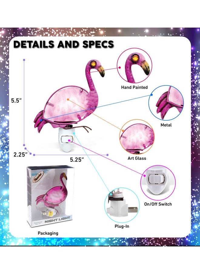 Puzzled Puzzled Glass Art Night Light, Plug in Decorative Socket Lamp, Manual On & Off Portable Light for Stairway, Bedroom, Bathroom, Nursery, Home Accessory & Kitchen Decor - Flamingo  - Image 2