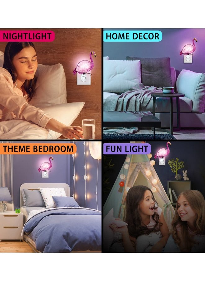 Puzzled Puzzled Glass Art Night Light, Plug in Decorative Socket Lamp, Manual On & Off Portable Light for Stairway, Bedroom, Bathroom, Nursery, Home Accessory & Kitchen Decor - Flamingo  - Image 3