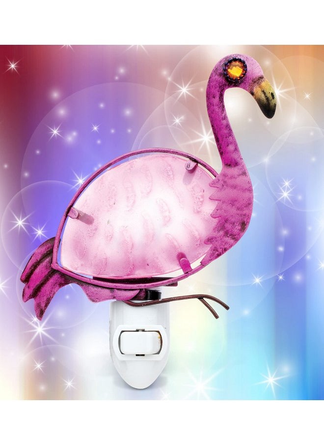 Puzzled Puzzled Glass Art Night Light, Plug in Decorative Socket Lamp, Manual On & Off Portable Light for Stairway, Bedroom, Bathroom, Nursery, Home Accessory & Kitchen Decor - Flamingo  - Image 5