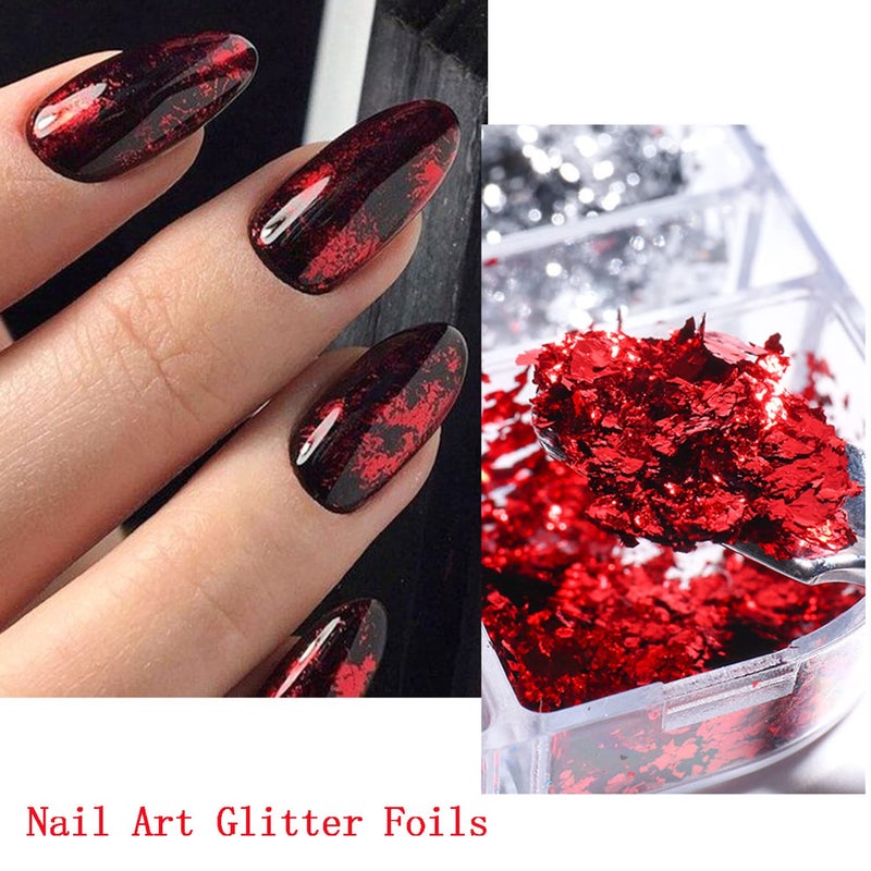 Vezocim Holographic Nail Glitter Foils, 12 Colors Sparkly Ultra-Thin Aluminum Foil Nail Art Flakes Design, Laser Nail Sequins Acrylic Supplies for Women Girls Manicure Charms Decorations, DIY 3D Nail Art Tips - Image 5