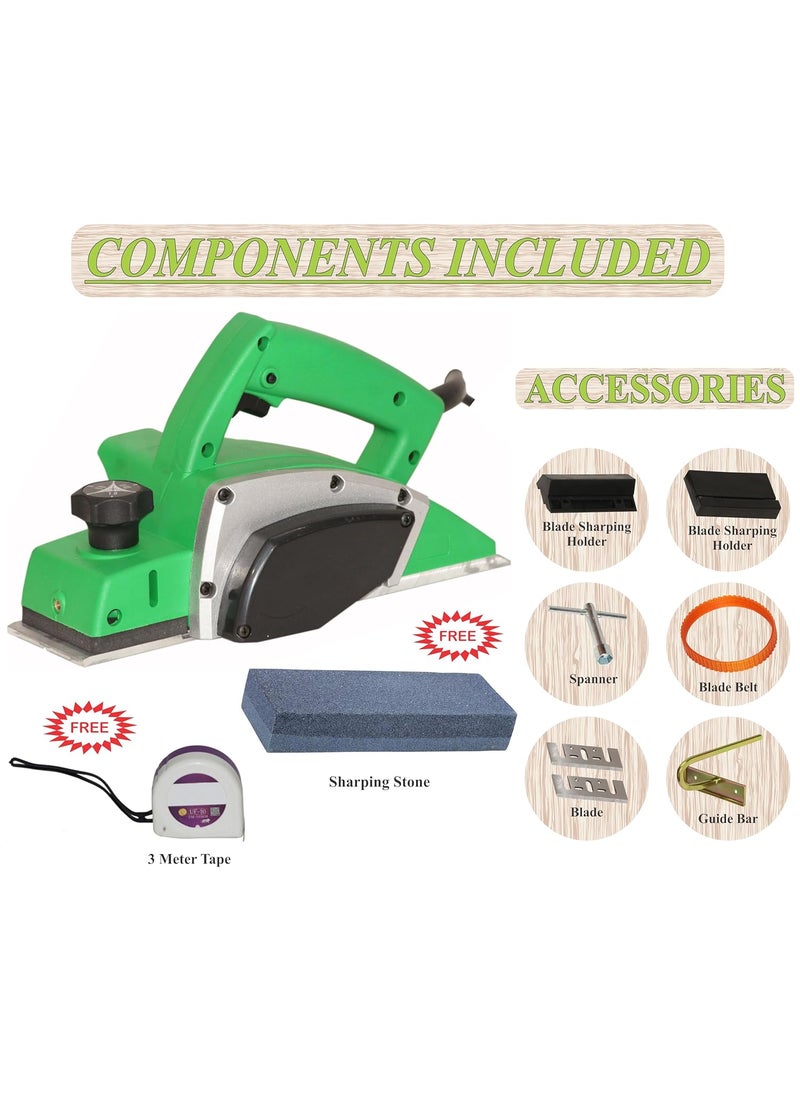 Digital Craft Digital Craft Wood Planer 1400W Machine of Carpentry HighPower MultiFunction Electric Planer Professional Woodworking Machine 82mm Electric Planer MachineTape 3MtrSharpening Stone  - Image 2