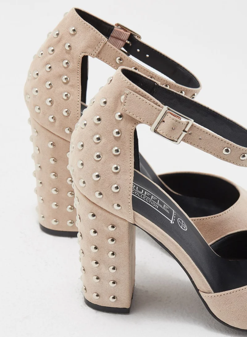 Truffle Embellished Block Heel