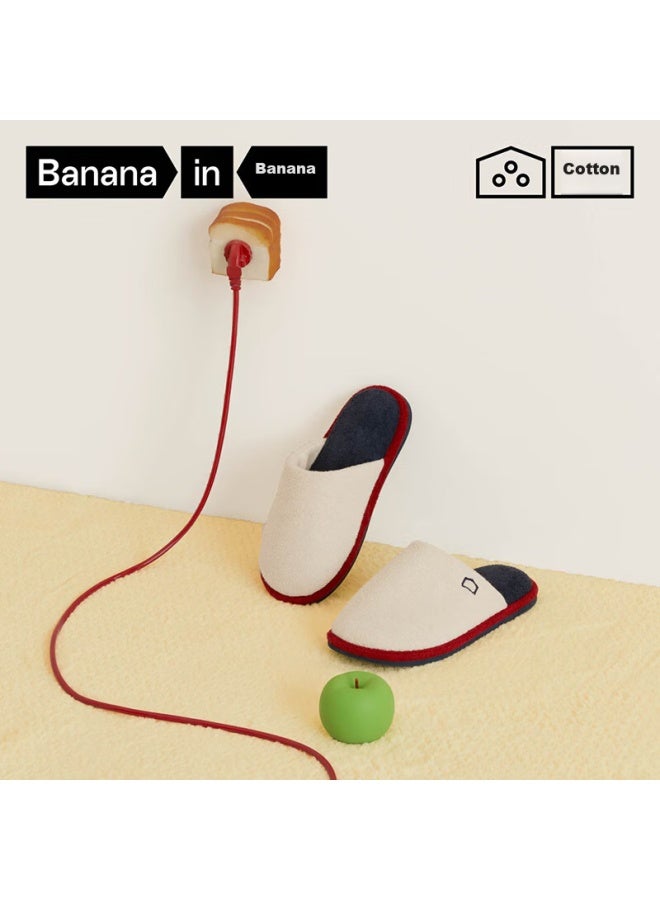 Bananain Jiaonei Mianmian 305h شبشب قطني قطني من قطعتين للجنسين، قابل للتنفس، يمتص العرق، مقاوم للانزلاق، مريح، هادئ، للارتداء في المنزل، الخريف والشتاء - Image 1