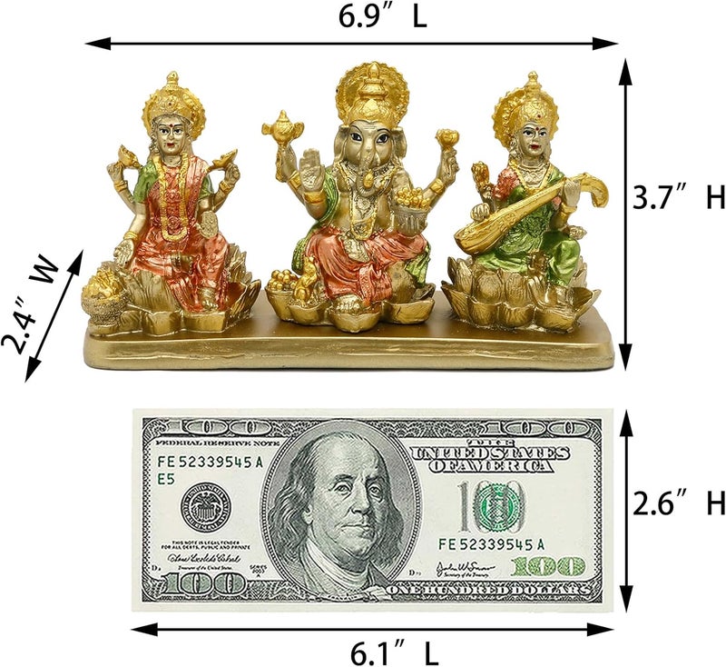 alikiki Hindu Lakshmi Ganesha Saraswati Statue - Image 5