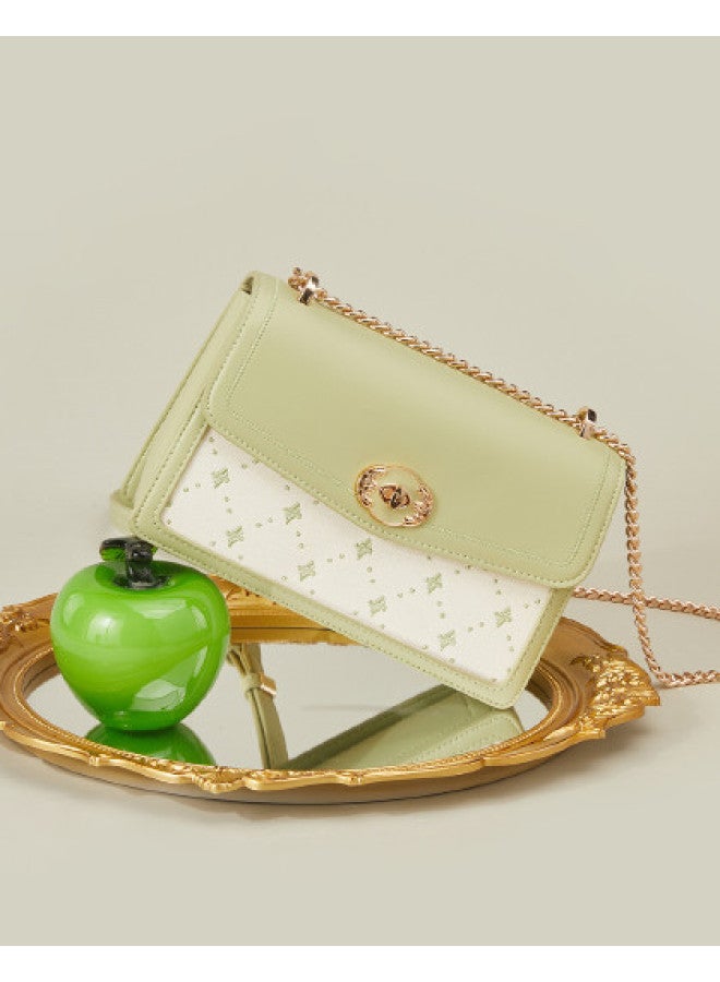 YEARCON Fresh Color Block】fashionable Textured Chain Square Bag, Versatile Crossbody Shoulder Bag For Women - Image 1